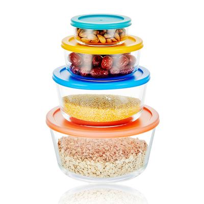 China High Freshness Preservation Borosilicate Round Glass Meal Prep Box Food Container for sale