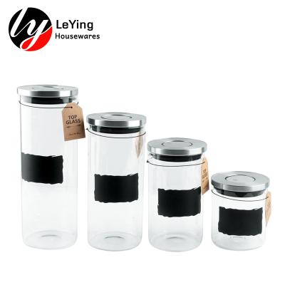 China 4PCS High Freshness Preservation Wholesale Price Borosilicate Glass Jar With Lid And Metal Electroplating Decal for sale