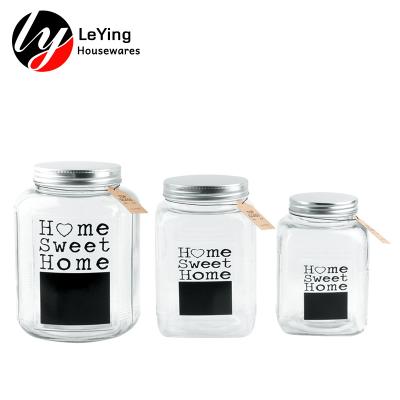 China Mason Ginseng Glass Jars Set Large Capacity 2300Ml 1000Ml Screw Freshness Storage Canister With Decal for sale