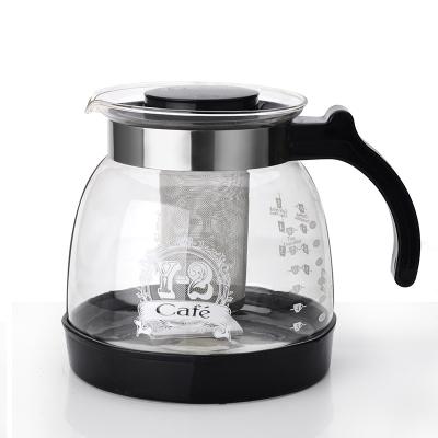 China 1500ML Large Capacity Sustainable New Kettle Fashion Transparent Glass Teapot With Filter for sale