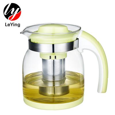 China CLASSIC 56oz Glass Teapot with Plastic Lid and Removable Infuser Great Teapot for Blooming and Loose Leaf for sale