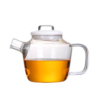 China Customized Sustainable Logo Luxury Teapot Transparent High Temperature Resistant Glass Teapot for sale