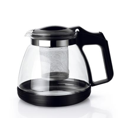 China New viable wholesale large capacity temperature resistant pp glass teapot cover stainless steel filter teapot for sale