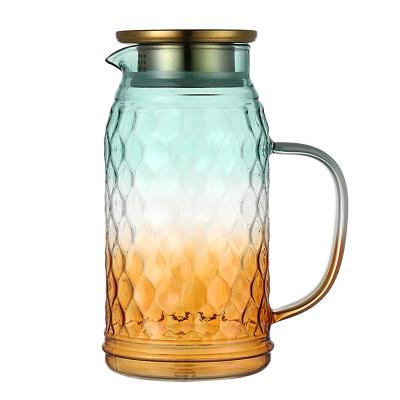 China Hot Sale Colored Glass Jug Dishwasher Safe Elegant Glass Water Pitcher Viable for sale