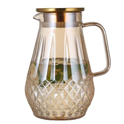 China Wholesale viable pyrex glass pitcher heat resistant glass water jug ​​with stainless steel lid for sale