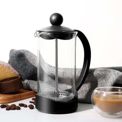 China Hot sale viable wholesale 350ML pyrex glass tea maker portable plastic coffee french press with 304 stainless steel filter for sale