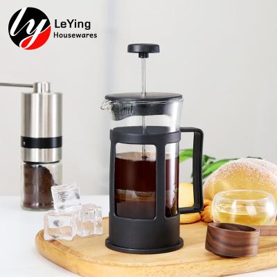 China Hot Selling Durable 600Ml Cafetiere Durable PP French Press Frame Coffee Maker Glass Teapot With Gift Box for sale