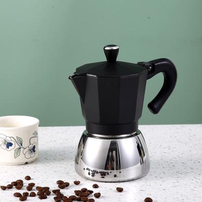 China WITH LID Mini 3 6 Cup Moka Pot Espresso Coffee Maker Italian Funnel Filter Cups For Gas Stovetop Electric Ceramic Italian Coffee Maker for sale