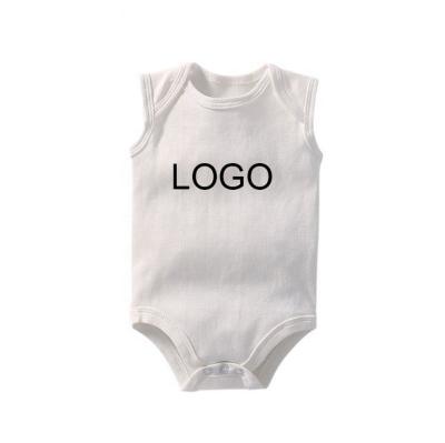 China 100% Custom Sleeveless Logo Baby Unisex Baby Cotton Bodysuits for sale