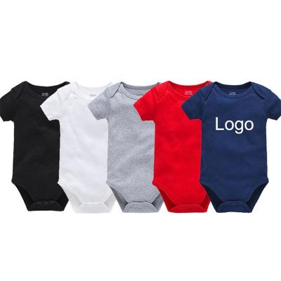 China 100% Custom Logo Baby Short Sleeve Babyonesies Cotton Bodysuits for sale