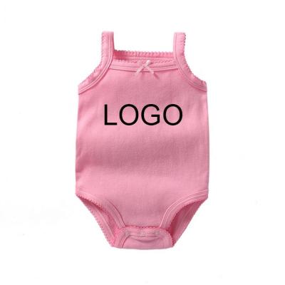 China Girls 100% Cotton Cotton Rompers Many Colors Custom Logo Summer Romper Halter Baby Rompers for sale