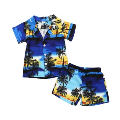 China ChengXi Kids Baby Boy Casual Clothing Outfits Summer Hawaiian Style 2 Pcs Holiday Coconut Tree Print Shorts Sleeves + Shorts Boy Sets for sale