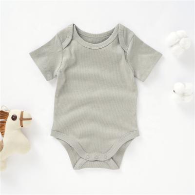 China Soft Breathable Organic Ribbed Cotton Wrap Short Sleeve Coverall Babies for sale