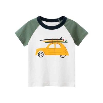 China Summer Anti-shrink Breathable Soft Cotton Cartoon Toddler Boys White T-shirts Kids Clothes for sale