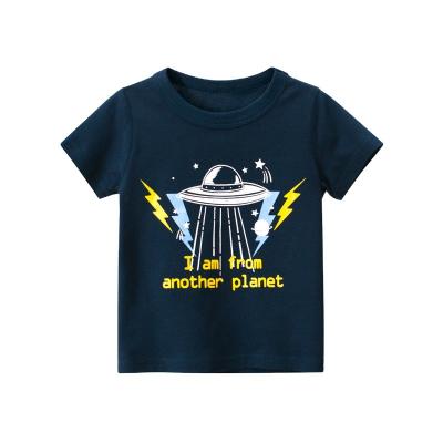 China Fashion Design Anti-shrink Comfortable Black Printing Casual Kids Clothes Cool Boys T-shirt for sale