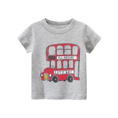 China Kids Anti-Shrink Soft Clothes Fashion Gray Casual Cartoon Boys Short Sleeve T-Shirt for sale