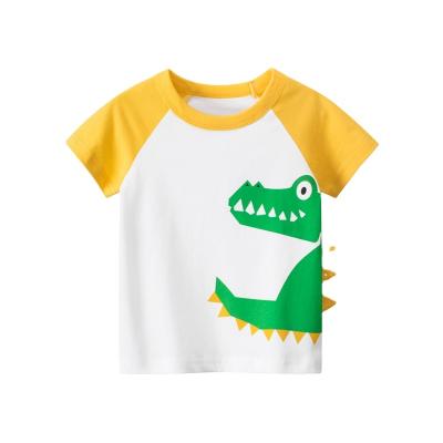 China Custom Anti Shrink Yellow Cute Dinosaur Kids Clothes Comfortable T-shirt Cotton Boys T-shirt for sale