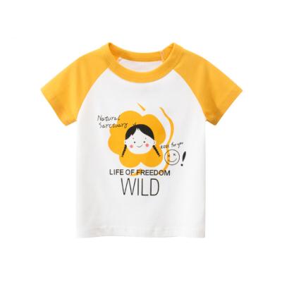 China Viable Wholesale High Quality Custom Made Kids Apparel Kids Tees Yellow Girl 100% Cotton T-shirts for sale