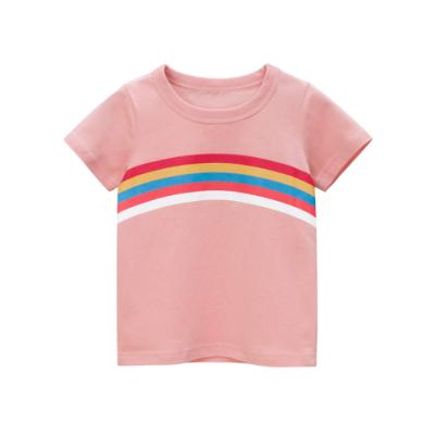 China Sustainable Fashion Kids Apparel Latest Rainbow Pink Girls T Shirts for sale