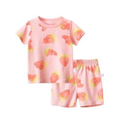 China Anti-pilling fashion home wear cute kids summer girls clothing set short sleeved suit for girls for sale