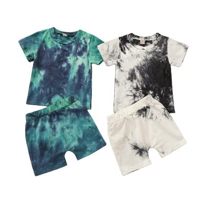 China 2021 Casual Toddler Kids Summer Baby Boy Girls Clothes Sets Tie Dye Printing Short Sleeve T-shirts Tops+Shorts Outfits for sale