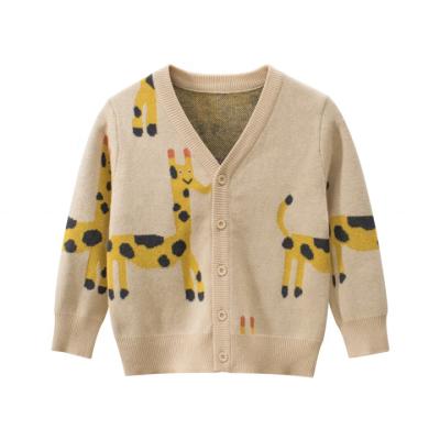 China Anti-wrinkle popular pure cotton new design cartoon pattern knitted children cardigan sweater boys girl cardigan for sale