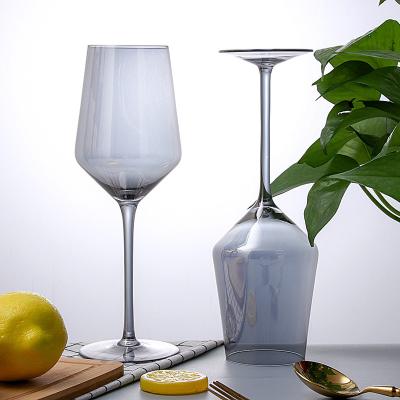 China Dark Gray Smoke Gray European Plated Household Restaurant Wine Glass Red Wine Glass Ion-Plated Glass for sale