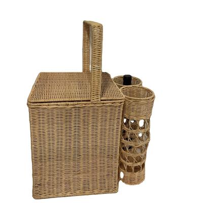 China Sustainable Wholesale Rattan Woven Wine Basket Eco - Friendly Picnic Basket for sale