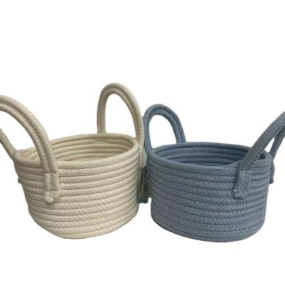 China Folding Nursery Basket Cotton Rope Kids Storage Basket With Handle for sale