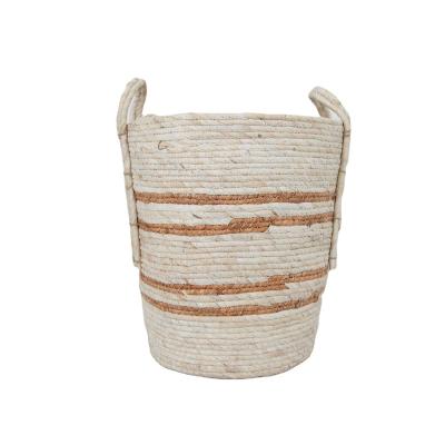 China Sustainable New Design Nordic Style Corn Large Capacity Handmade Laundry Basket for sale