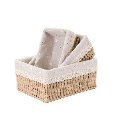 China Folding Stackable Woven Organizer Bins Paper Rope Universal Natural Storage Basket for sale