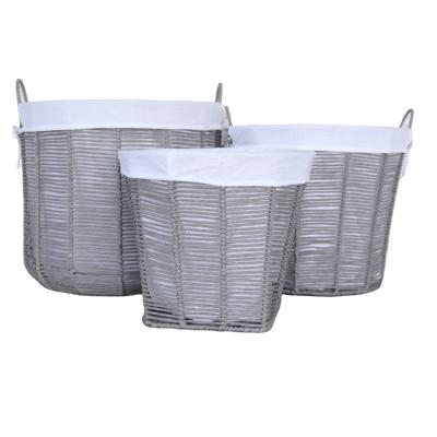 China Wholesale Sustainable Eco Friendly Paper Rope Woven Storage Home Basket For Home Storage for sale