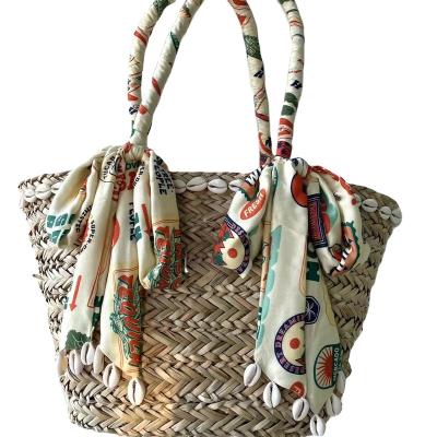 China Fashion boho style straw beach bag woman hand made tote bag for sale