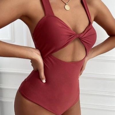 China Custom Logo High Waist Beach Wear Fitness Swimwear Women Swimwear Patchwork Bikini Set QUICK DRY Custom Sexy Tie Knot for sale