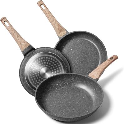 China Viable Die Casting Frying Pan Granite Cookware Induction Base Soft Touch Handle Nonstick Home Kitchen for sale