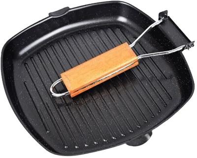 China Raw Die Cast Aluminum Nonstick Grill Pan With Folding Handle For Meat, Fish And Vegetables For Stove Tops, Induction for sale