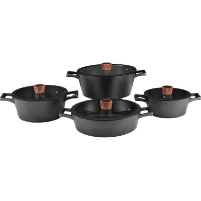 China Viable die cast aluminum non stick marble cookware 8pcs set for sale