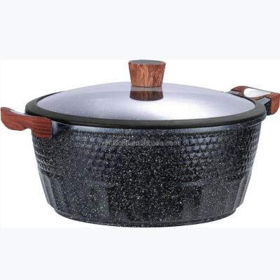 China Viable Die Casting Aluminum Casserole With Marble Coating Panelas Soup Nonstick Cookware And Stock Pots Hot Sale Sets for sale