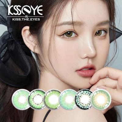 China Custom Reusable Colored Sea Olive Green Contact Lens Yearly 14mm for sale