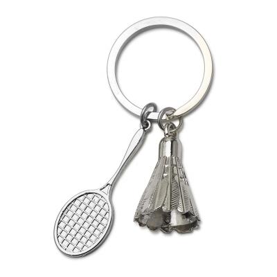 China 2021 Zinc Alloy Metal Badminton Racket Key Chain Unisex Key Chain Pendant Sports Advertising Promotional Gifts for sale