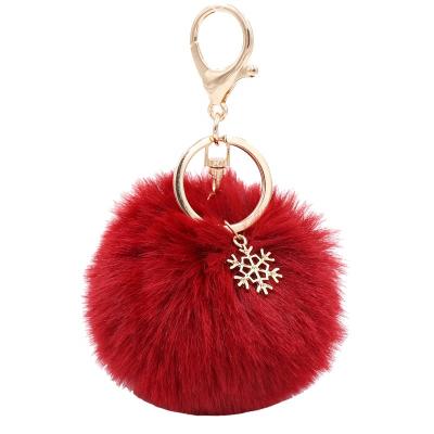 China Car Pendant Keychain 8CM Pom Pom Keychain Fluffy Stuff Plush Ball Fashion Cute Handbag Purse Key Chain Bag for sale