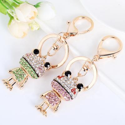 China Advertising Promotion Cute Frog Shape Crystal Rhinestone Sparkling Keychain Bag Handbag Pendant Charm For Women Girls for sale