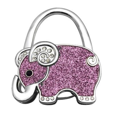 China Promotional Lady's Folding Handbag Bag Purse Hook Table Hanger Handbag Hook Lady Bag Hook Metal Gifts Elephant Metal Purse Hanger Bag Hanger for sale