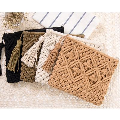 China New Fashion Women Handwoven Macrame Cross - Body Bag Mini Summer Beach Woven Handmade Clutch Purse Shoulder Weaving Handbag for sale