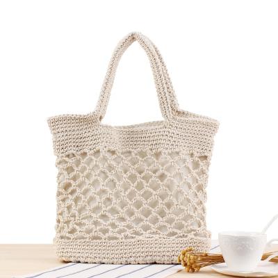 China Fashion Woven Cotton Rope Macrame Travel Beach Fishing Net Shopping Handbag for Women Girls for sale