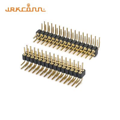 China Right Angle Gold Plating  2.54mm Pitch Pin Header Connector Round Hole Pcb Pin Header for sale