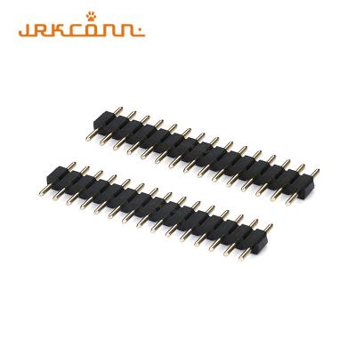 China Single Row 2.54mm Pitch Pin Header 180 Degree Brass Terminals Right Angle Header Connector for sale