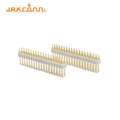 China 180degree Machined 2.54mm Pitch Connector Dual Row Pin Header Right Angle White PPS for sale