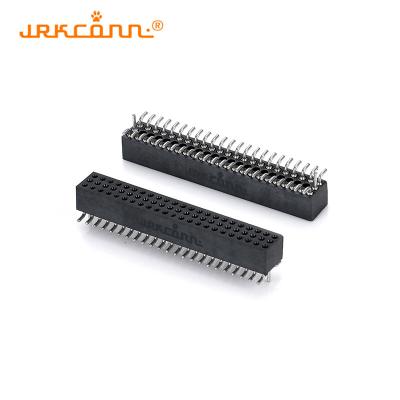 China Tripple Row 1.27 Mm Female Header SMT PCB Right Angle Pcb Header Black PPS 60V for sale