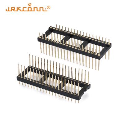 China 15.24mm Row Space IC Socket Connector Gold Plated 180 Degree Male Pin Header Connector for sale